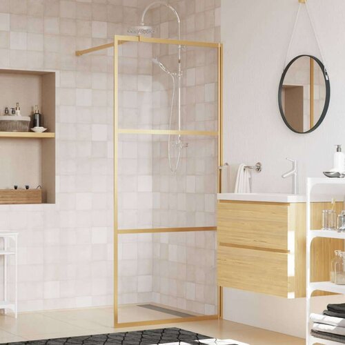  Stijenka za walk-in tu&amp;scaron; s prozirnim staklom ESG zlatna 80x195cm Slike