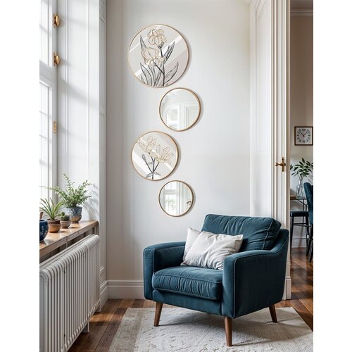 Wallity uramljena slika Roundmirrorset-0004, 4 dela Cene