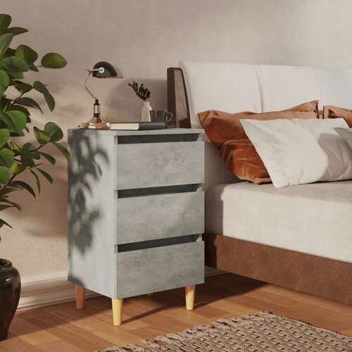 VidaXL Nočna omarica z lesenimi nogami betonsko siva 40x35x69 cm Slike
