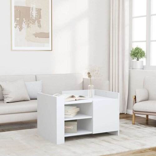 vidaXL Klubska mizica bela 80x50x50 inženirski les Cene