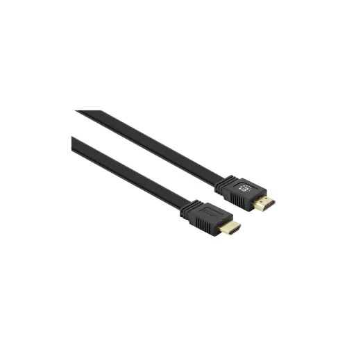 Manhattan HDMI priključni kabel 5.00 m 355636 dvostruko zaštićen, plosnati, plosnata izvedba, high speed HDMI sa eternetom crna [1x muški konektor HDMI - 1x muški konektor HDMI]