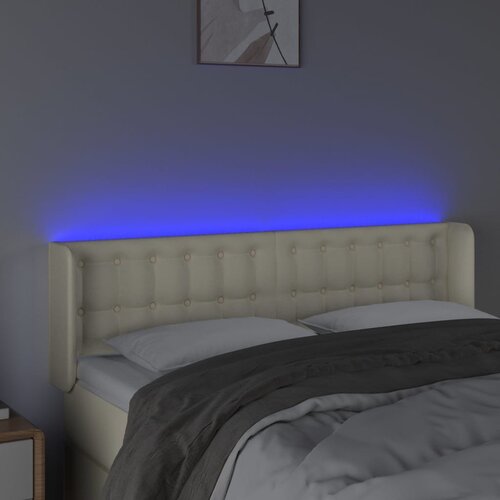  LED uzglavlje krem 147x16x78/88 cm od umjetne kože Slike