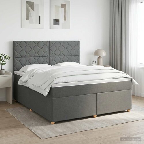  Boxspring krevet s madracem Tamnosiva 160 x 200 cm Tkanina Cijene