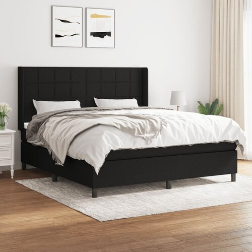 vidaXL Box spring postelja z vzmetnico črna 180x200 cm blago Cene