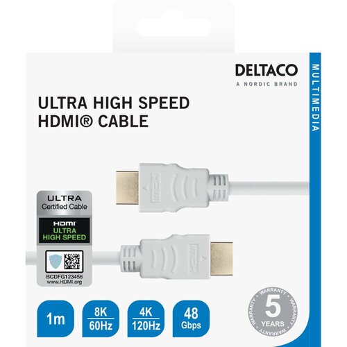 Deltaco kabel ULTRA High Speed HDMI, 48Gbps, 1m, bel Cene