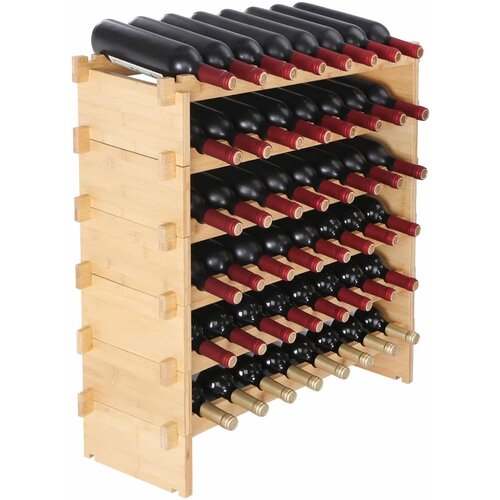  Modularni stalak za vino od 48 boca koji se može složiti stalak za vino od bambusa, 6 razina Slike