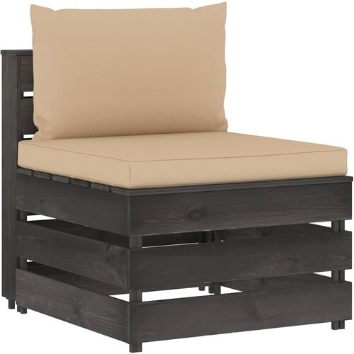  Modularna srednja sofa s jastucima od sivo impregniranog drva Siva Cijene