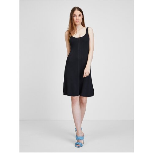 Guess Black Women's Ribbed Dress Lucille - Women Cene