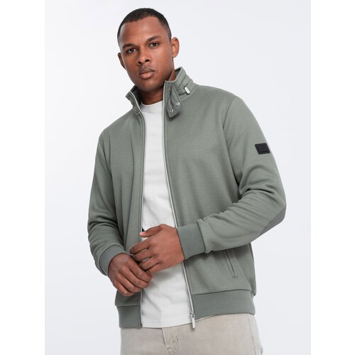 Ombre Men&amp;#039;s jacket with high collar and fleece lining - khaki Slike