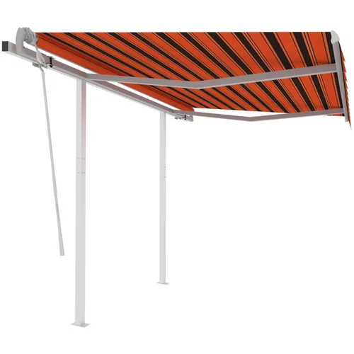  Ročno zložljiva tenda s stebrički 3,5x2,5 m oranžna in rjava