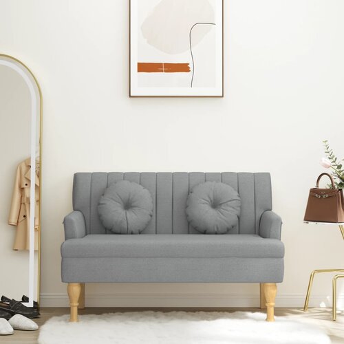  Klupa s jastucima svjetlosiva 113 x 64,5 x 75,5 cm od tkanine Cijene
