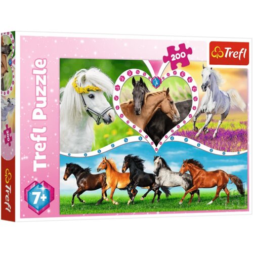 Puzzle 200 pcs Beautiful Horses Trefl 13248 Slike
