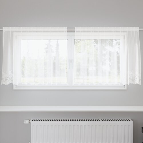  Čipkasta zavjesa sa zavjesama Cvjetni Bijela 200 x 80 cm Poliester Slike