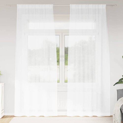 Voile zavjesa sa zavjesama 2 pcs Bijelo 245 x 140 cm Poliester Cene