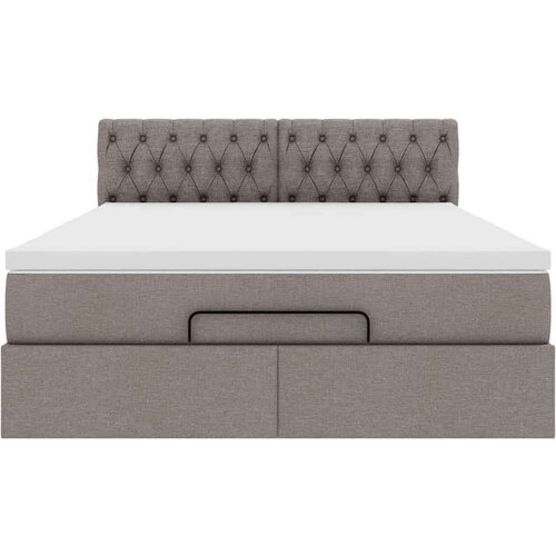 VidaXL Otomanski krevet s madracem smeđesivi 140x200 cm tkanine Slike