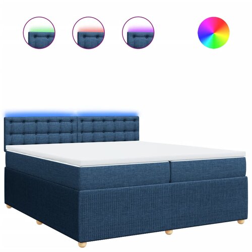 VidaXL Box spring postelja z vzmetnico modra 200x200 cm blago, (21308223) Slike