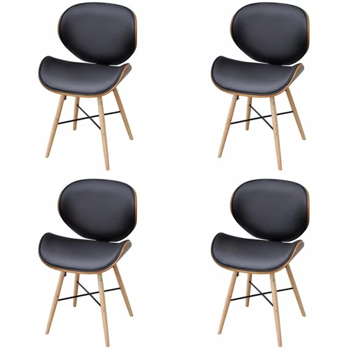  Blagovaonske stolice od zaobljenog drva i umjetne kože 4 kom