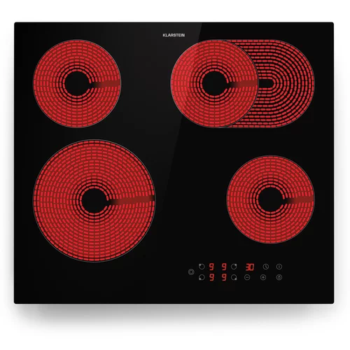 Klarstein Virtuosa 4, ploča za kuhanje, 60 cm, 6500 W, dvije zone, Pluszone, timer, staklokeramika