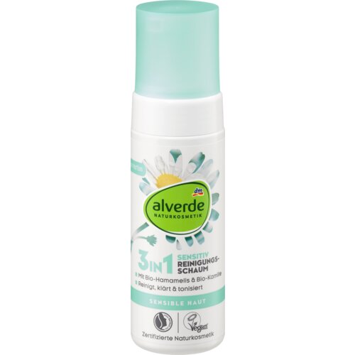 Alverde Naturkosmetik 3u1 SENSITIV pena za pranje lica – lešnik i kamilica 150 ml Slike
