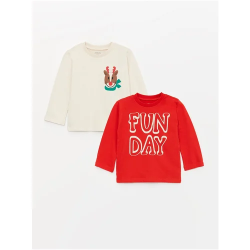 LC Waikiki Crew Neck Long Sleeve Printed Baby Boy T-Shirt 2-pack