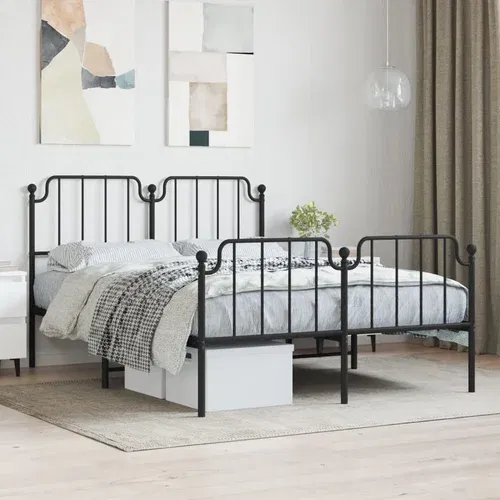 vidaXL Metalni okvir kreveta s uzglavljem i podnožjem crni 140x190 cm