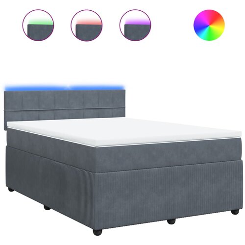 vidaXL Box spring postelja z vzmetnico temno siva 140x200 cm žamet, (21305473) Cene