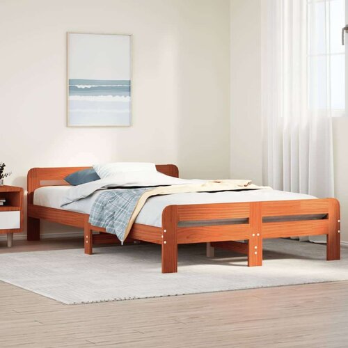  Posteljni okvir brez vzmetnice voščeno rjav 135x190 cm borovina, (21527500) Cene