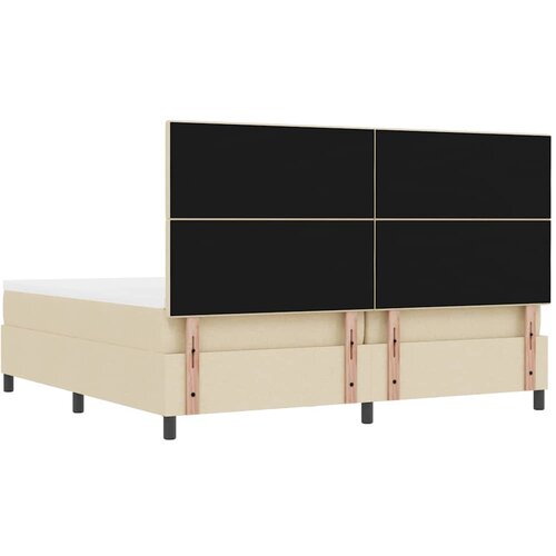  Krevet s opruga kutije s uzglavljem Krema 200 x 200 cm tkanina Slike