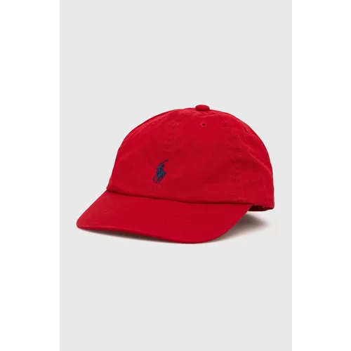 Polo Ralph Lauren Otroška bombažna kapa rdeča barva