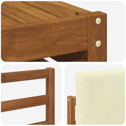  Set vanjskih sofa 6 kom. Prirodna i krem Čvrsto drvo akacije Slike