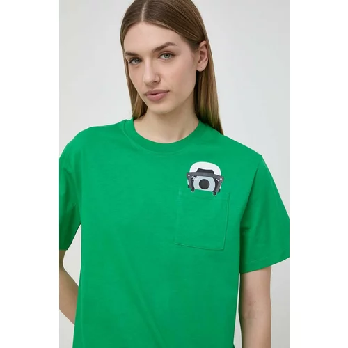 Karl Lagerfeld Bombažna kratka majica x Darcel Disappoints ženska, zelena barva