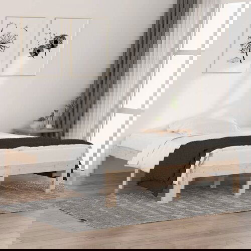 The Living Store Posteljni okvir iz trdnega lesa 135x190 cm - Posteljni Okvir, (21523989) Slike
