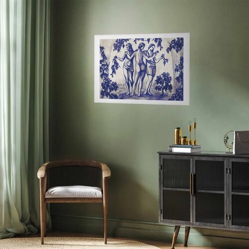  Plakat - Ancient Vineyard - three women in a portal painted in blue ink 60x40 Bez okvira s margom Slike