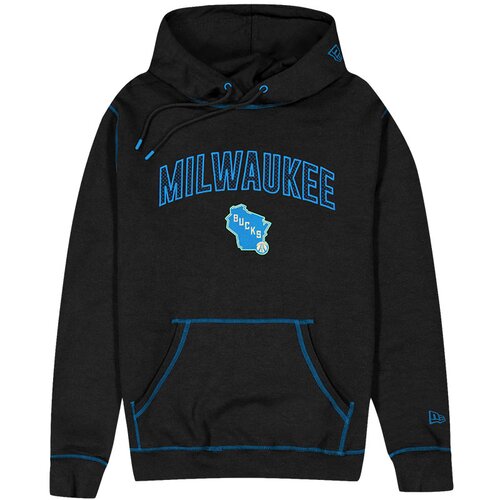 New Era mu&amp;scaron;ki Milwaukee Bucks City Edition 2023 Black pulover sa kapuljačom Slike