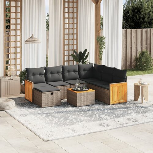 vidaXL 8-dijelni set vrtnih sofa od poliratana s jastucima sivi Cijene