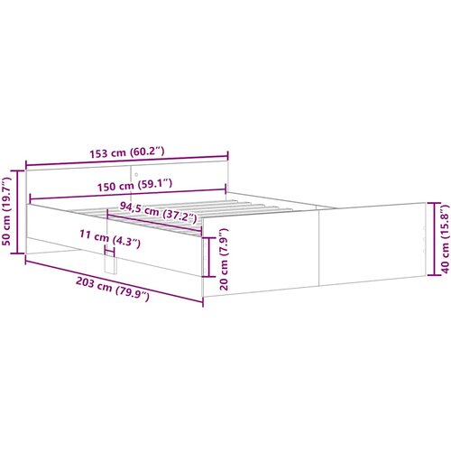 vidaXL Posteljni okvir brez vzmetnice artisian hrast 150x200 cm Cene