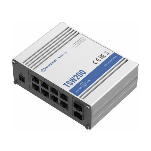 Teltonika stikalo Giga 8-port 8x PoE 2xSFP 240W DIN Mini TSW200 Cene