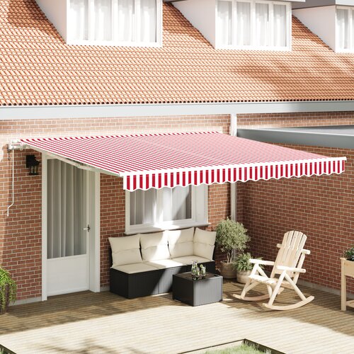 VidaXL Avtomatska zložljiva tenda rdeče in bele črte 400x300 cm Slike
