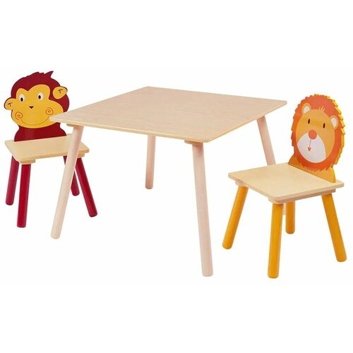 Kinder Home dečiji drveni sto sa 2 stolice šareni Slike
