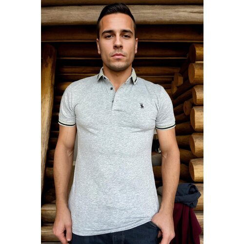 Dewberry T8586 MEN&amp;#039;S POLO NECK T-SHIRT-PLAIN GREY Slike