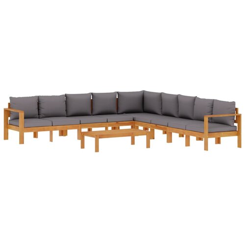  6-dijelna set vrtnih sofa s jastucima masivno bagremovo drvo Siva Slike