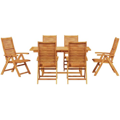  Vrtni set za objed 7 kom. Smeđa Čvrsto drvo akacije 170 x 80 x 75 cm Slike