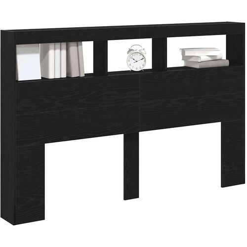  Ormarić za uzglavlje LED boja crni hrasta 160x17x102 cm Slike