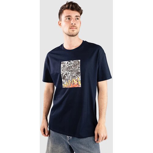 Poetic Collective Burning Skull T-shirt navy Cene