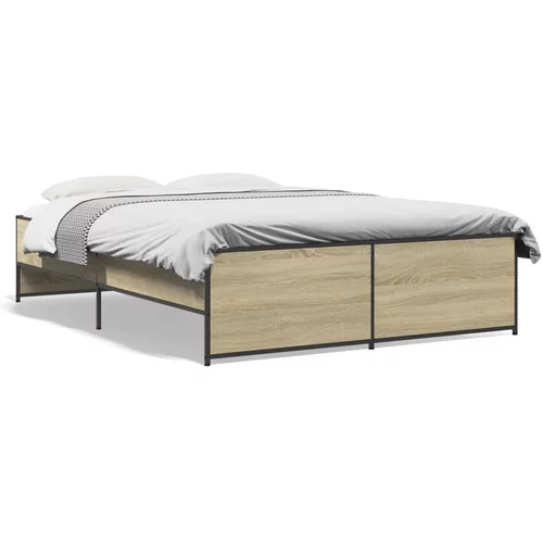  Okvir za krevet boja hrasta 135x190cm konstruirano drvo i metal