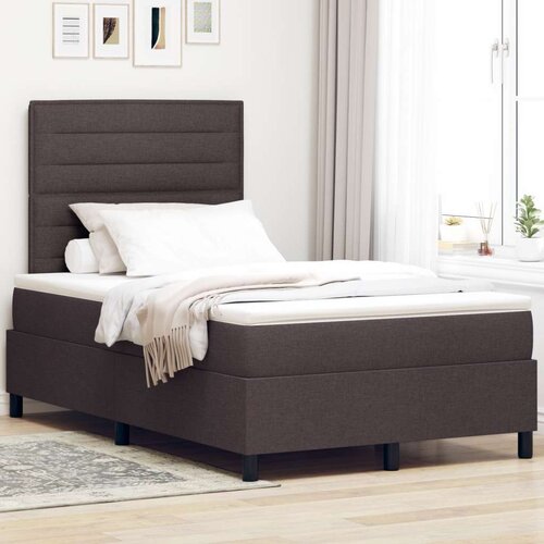  Postelja z Box Springom z Vzmetnico Temno Rjava 120x200 cm Tkanina, (22080770) Cene