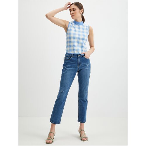 Orsay White-blue ladies checkered top - Women Slike