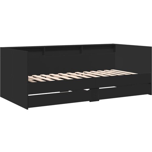 VidaXL Dnevna postelja s predali črna 90x200 cm inženirski les, (21081554) Slike