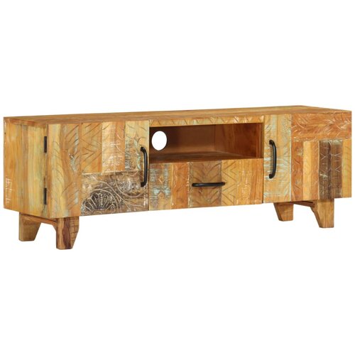 The Living Store TV omarica ročno izrezljana 120x30x40 cm trden predelan les - TV Omarica, (21375343) Slike