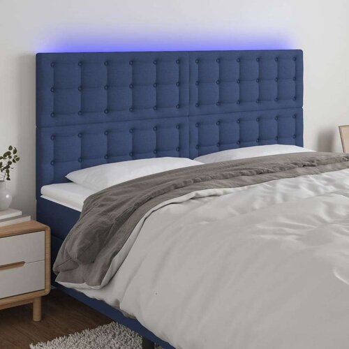  LED posteljno vzglavje modro 200x5x118/128 cm blago, (20935912) Slike